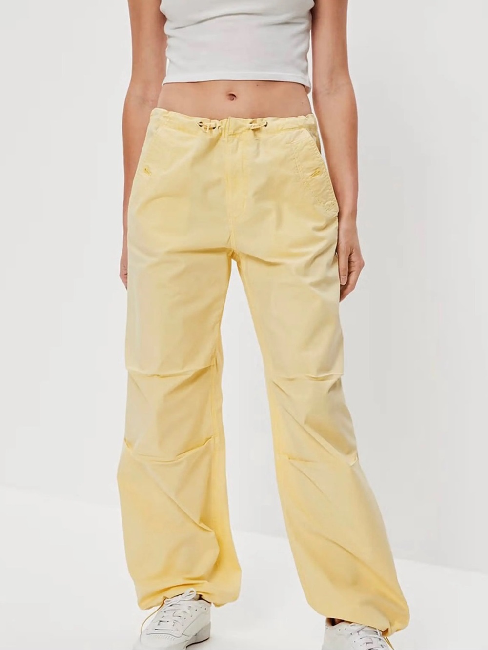 Butter Yellow Low-Rise Parachute Pants Size XS Stretchy Y2K Utility Pants